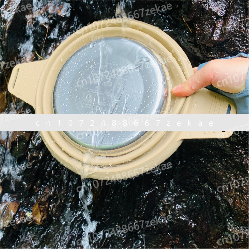Outdoor camping folding pot silicone hiking cooking pot portable picnic set pot stainless steel
