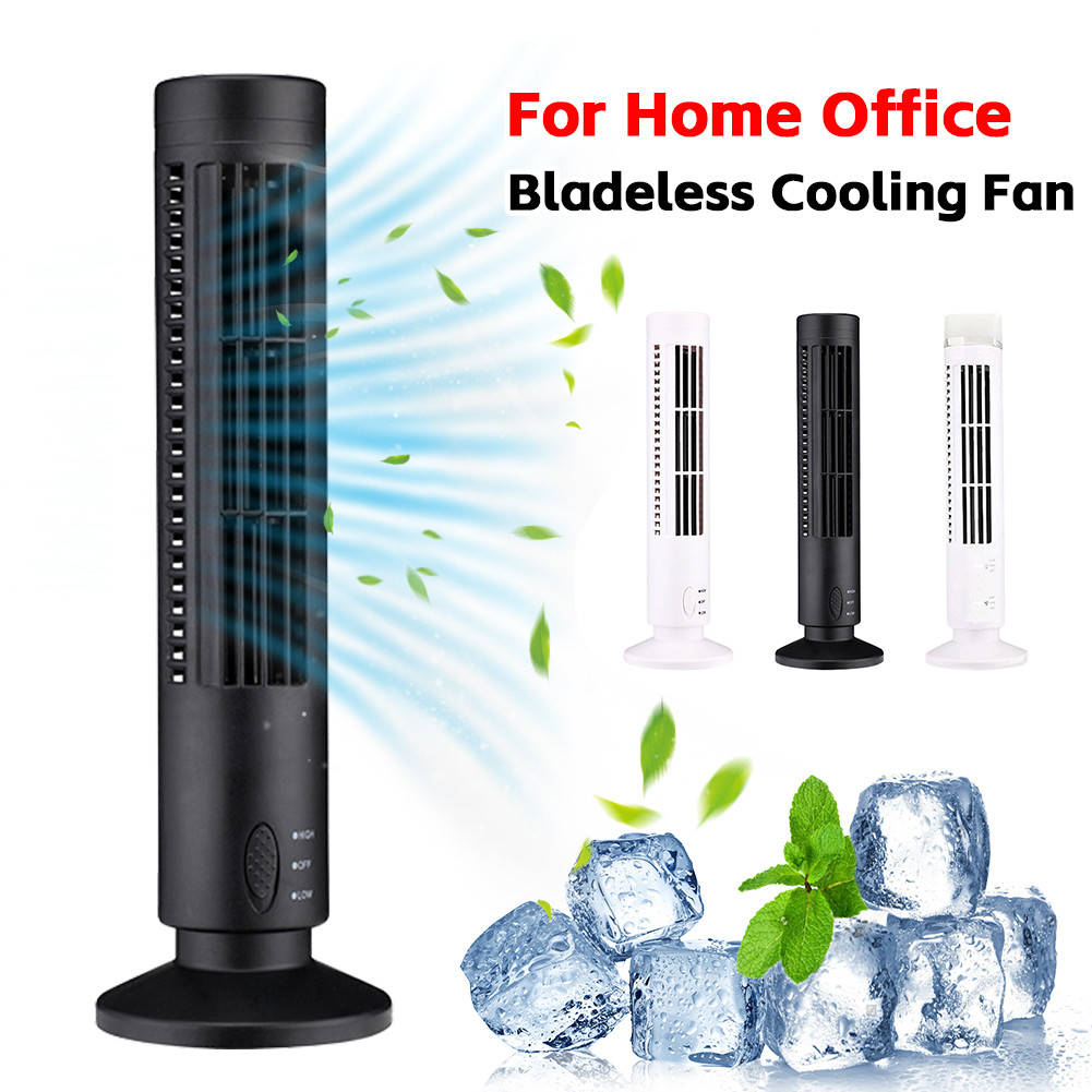 LED Tower Fan Bladeless Cooling Fan 2 Gear Speed Mini Vertical Conditioner Portable Stand Up Tower