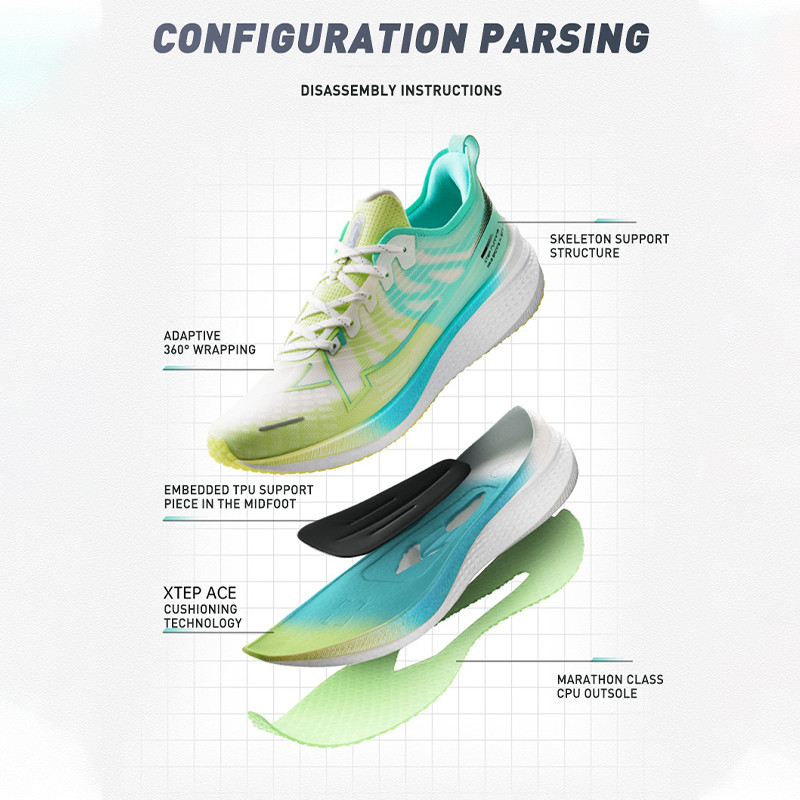 XTEP 2000KM RUNNING SHOES MEN SHOCK ABSORPTION TPU SUPPORT PROFESSIONAL SPORT SHOES LIGHTWEIGHT