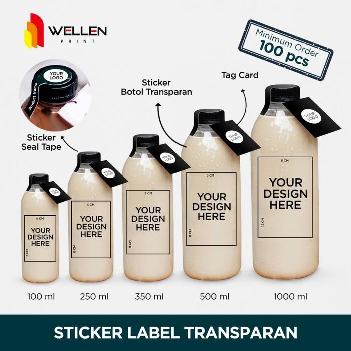 Sticker botol minuman transparant sticker label kopi transparan