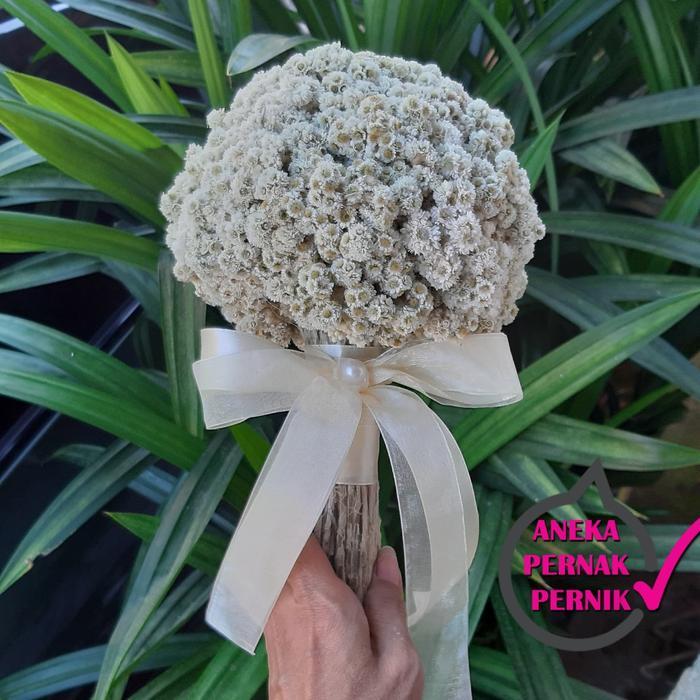 Hand Bouquet Simple/Buket Bunga Edelweis/Wedding/Anniversary/Ultah