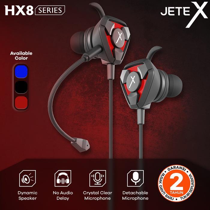 JETE-X HX8 Headset Gaming Kabel Earphone Earbuds Microphone No Audio Delay Detachable Mic - Garansi
