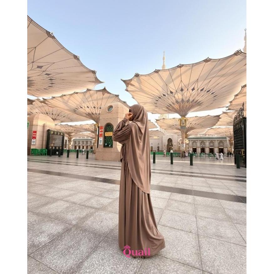 Quail Hijab - Kanisya Abaya Set Outfit Umroh Jersey Premium Anti UV Dress Casual Dress Umroh Umroh