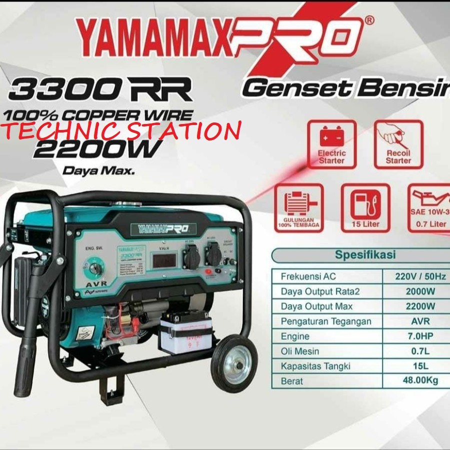 GENSET YAMAMAX PRO 3300 RR Genset 2200watt gulungan tembaga 4 tak