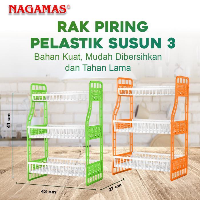 Nagamas Rak Piring Plastik Susun 3 / Rak Piring Susun Bahan Plastik