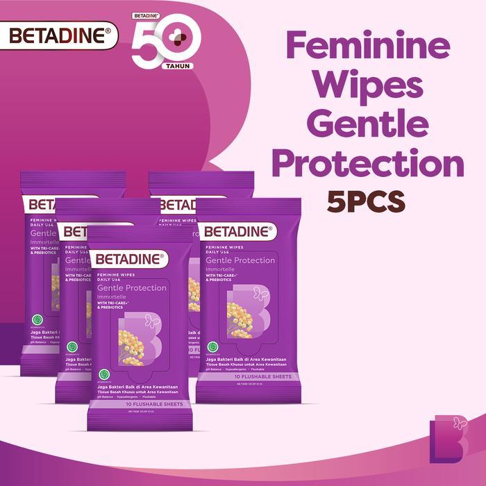 Betadine Feminine Wipes Tissue Basah Pembersih Kewanitaan 5 Pack