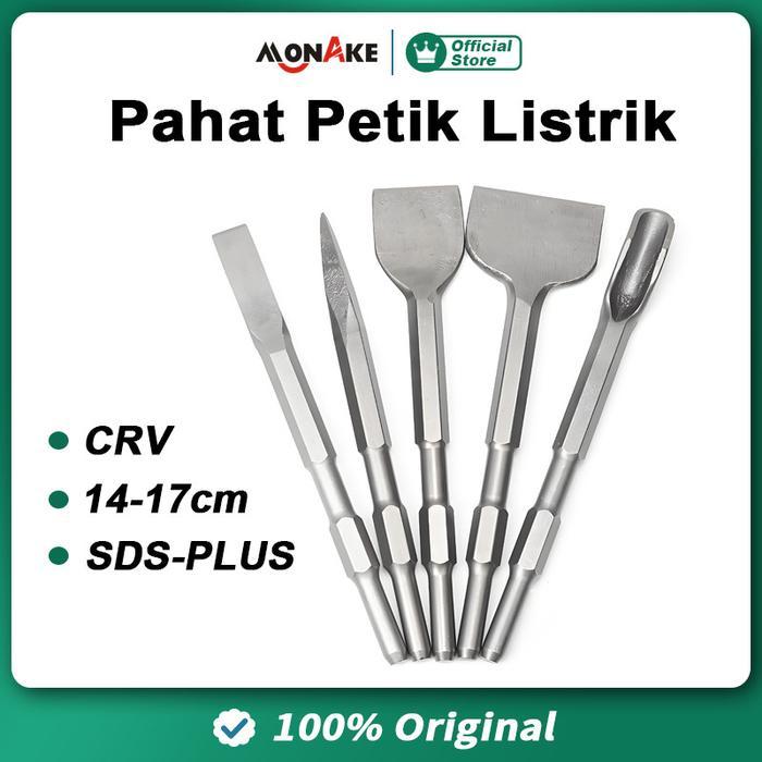[] MONAKE Alat Jerman Mata Bor Pahat Beton SDS 14-17mm (COD) Set Pahat Plus Flat Chisel Bobok Beton