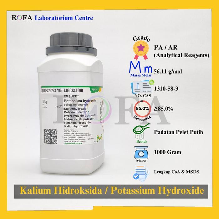 Kalium Hidroksida / Potassium Hydroxide / KOH Pro Analis Merck 1000 Gram