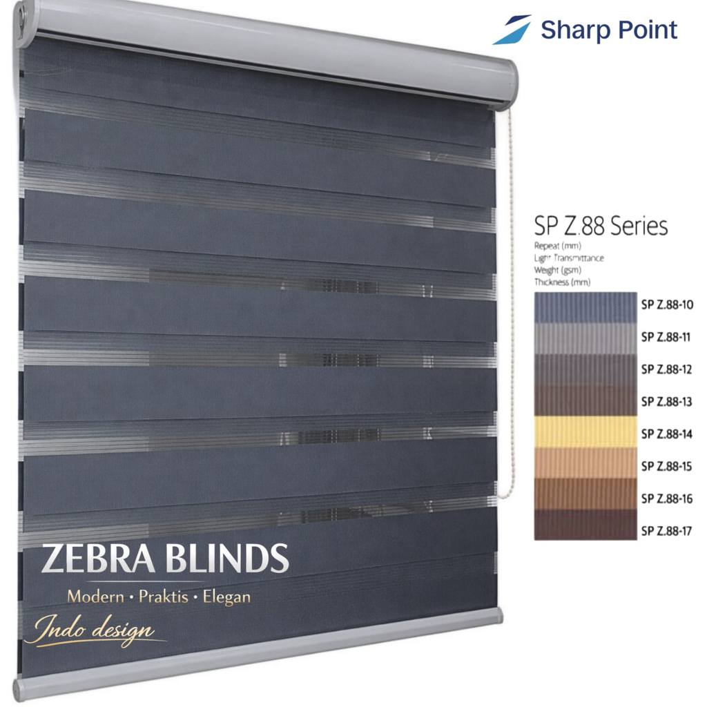 Zebra Blinds Sharp Point Tirai Gulung Roller Blind Double Layer Gorden Jendela Kantor Rumah Minimali
