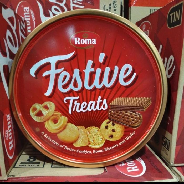 Promo Roma Festive Treats 675gr Assorted Biskuit Kaleng