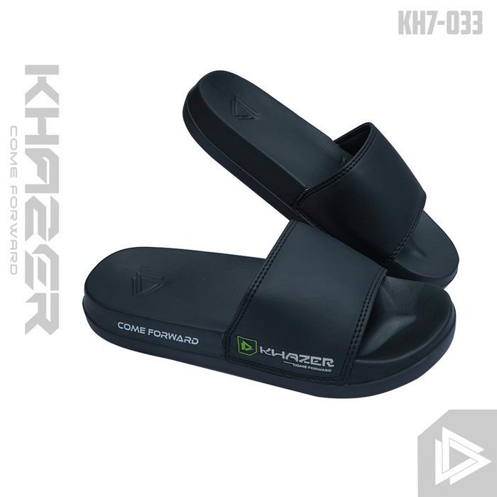Aerostreet - Sandal Slip-On Full Black Logo Green Terbaru Sandal Sendal Slop Distro Keren Shoes Pria