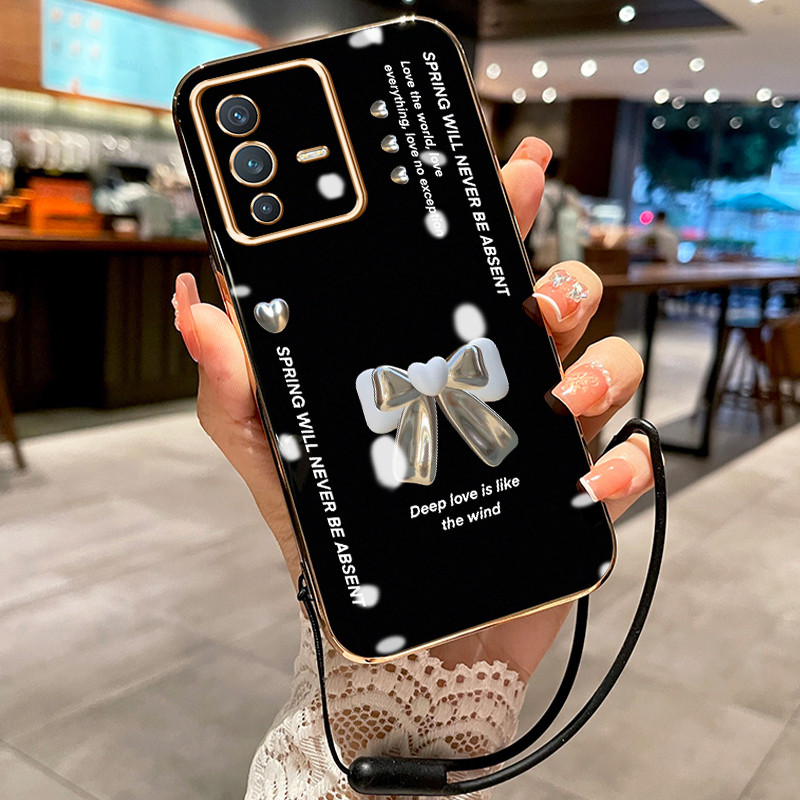 Casing Hp Untuk VIVO V23 5G V23i 5G V23E 5G V23E 4G Case gaya mewah ringan Bow pelapisan elektro Ces