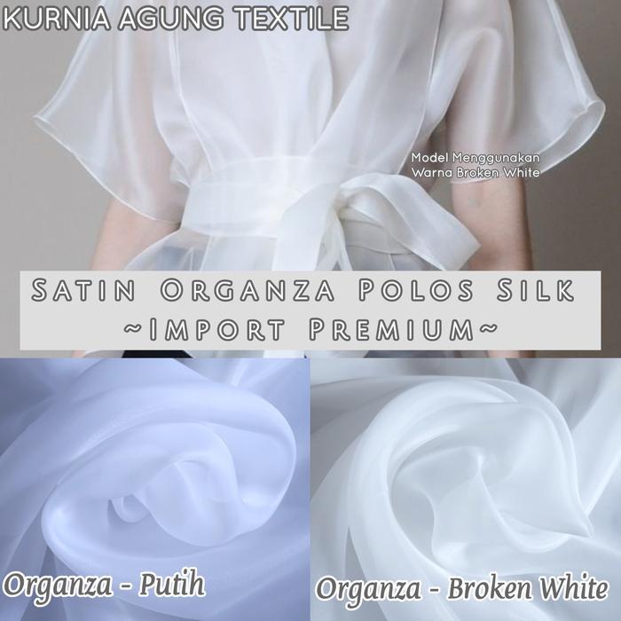 Satin Organza Polos Silk Premium Warna Putih BW Bahan Dress Outer Korea Casual Gamis Kebaya
