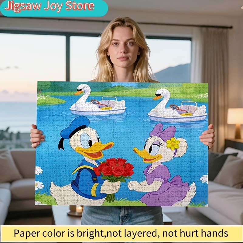 2D Flat, 1000pcs Disney Donald & Daisy Duck Puzzle - Sailor Donald & Purple Daisy Valentine' Lake