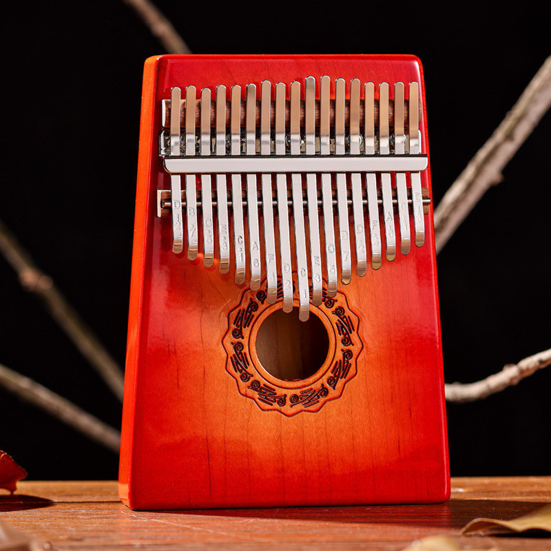 Hluru 17 Key Maple Kalimba Gradient Thumb Piano Maple Finger Piano Box Mbira for Beginner