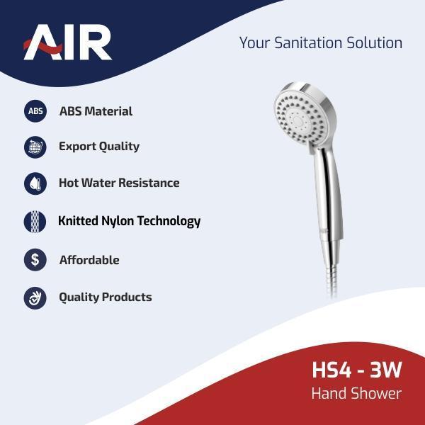 Toto - Air Hand Shower Mandi Hand Shower Head Kepala Sower Abs - Hs4 - 3W Bulat Plastik Selang