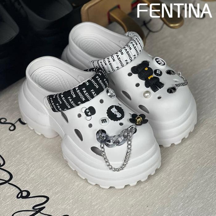 Calbi - Sandal Kodok Wanita Tinggi Kekinian Sandal Fuji Sandal Baim Wedges Sandal Jelly Wanita
