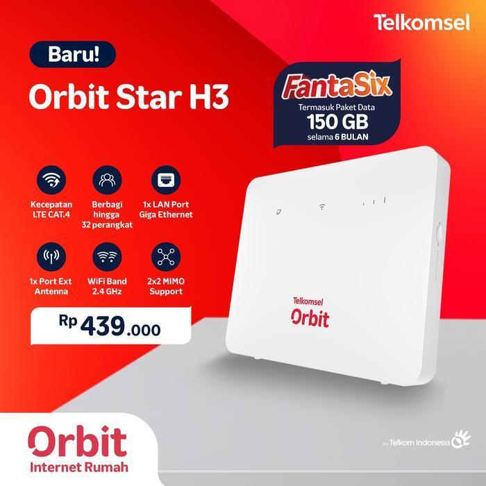 Terbaru Best Quality 100% Original Telkomsel Orbit Star H3 Modem Wifi 4G High Speed Original