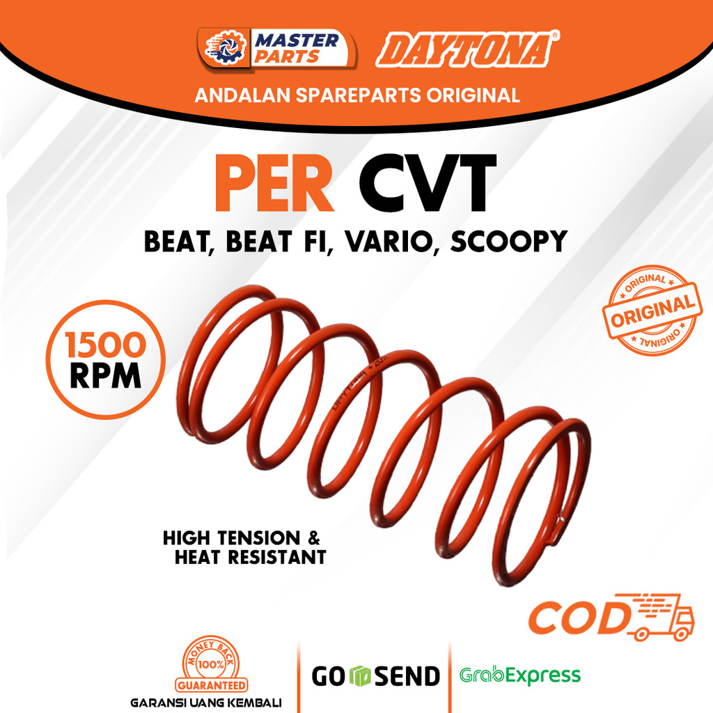 Daytona Per CVT Orange 1500RPM Honda Beat Karbu /Beat FI / Scoopy / Spacy (KVY) Original 100%