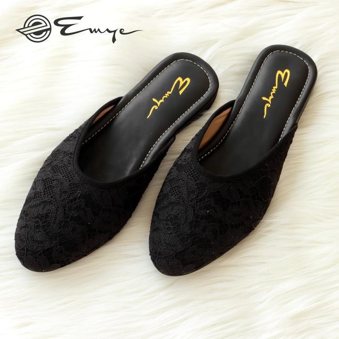 Emye Sandal Slop Pengantin Pria Warna Size 38-45 I Sendal Selop Pengantin Pria Brukat Putih Shoes