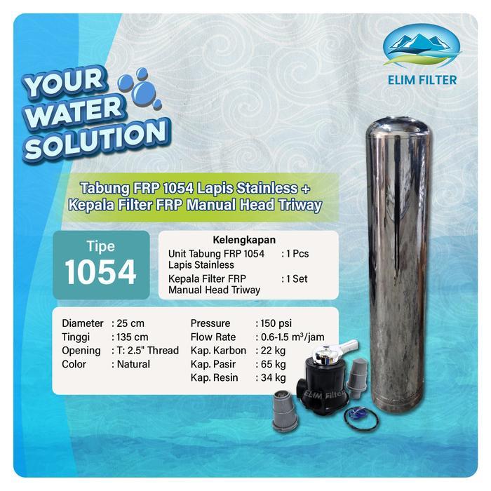 Tabung Filter Air FRP 1054 Lapis Stainless