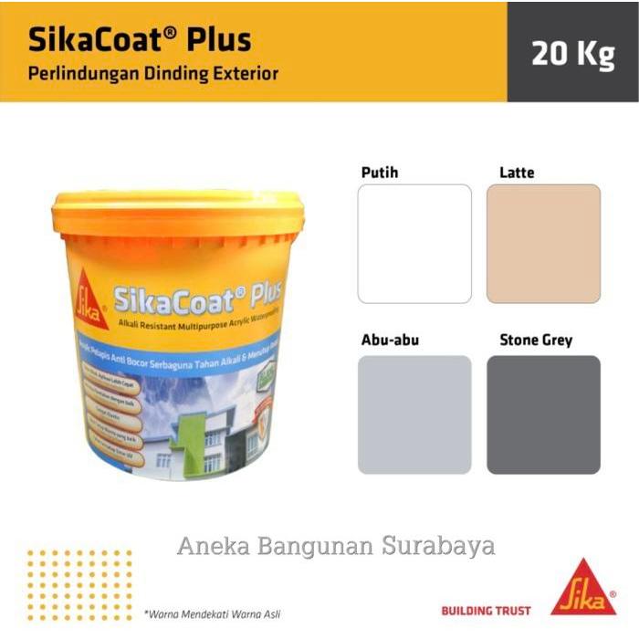 SikaCoat Plus 20kg pail Sika Coat pelapis tembok dinding atap genteng eksterior anti bocor cat