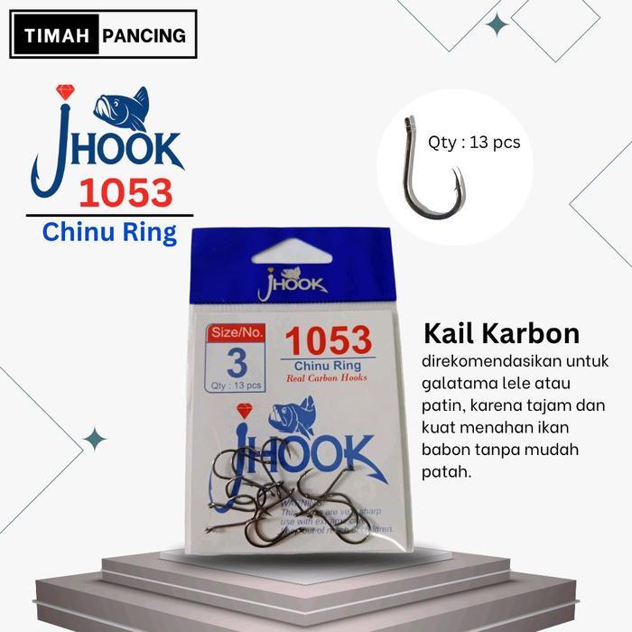 J-HOOK Kail Pancing 1053 Chinu Ring Kail Karbon Tajam Kuat Anti Karat untuk Mancing di Laut Sungai