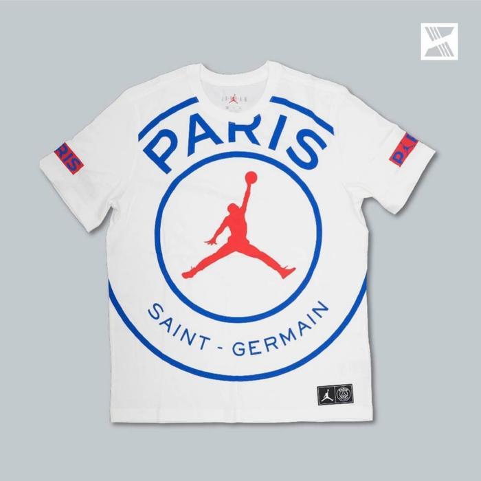 PSG JORDAN X PSG LOGO TEE WHITE 100% ORIGINAL