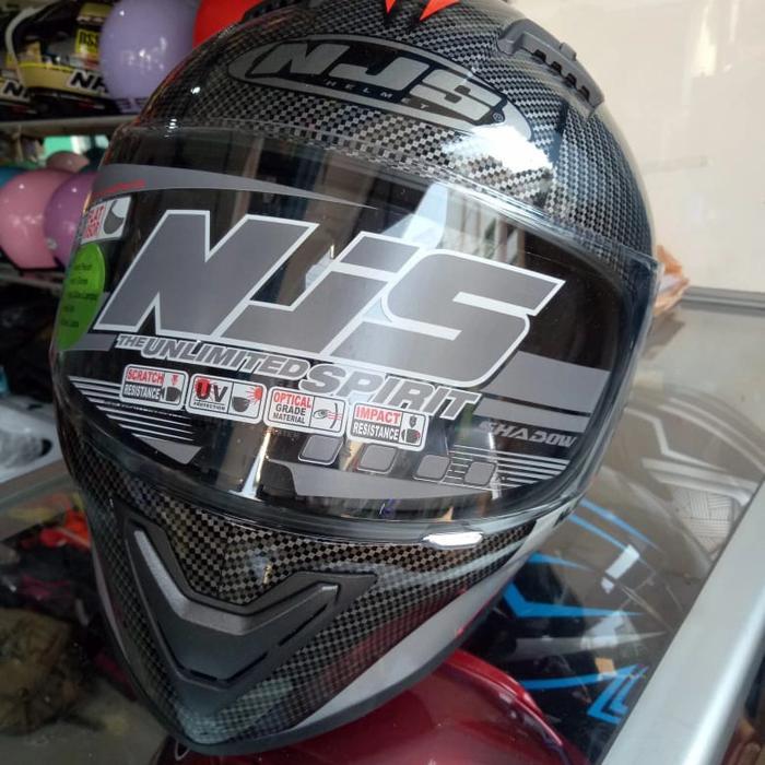 Helm Njs Shadow Double Visor Motif Carbon Kilat