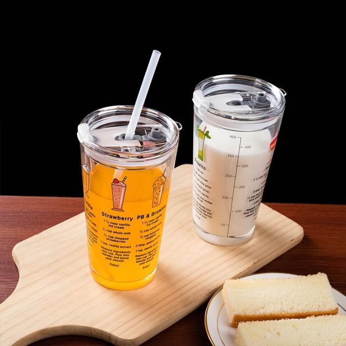 GELAS KACA * TUMBLER * GELAS UKUR * GELAS GAMBAR LUCU * 450ML