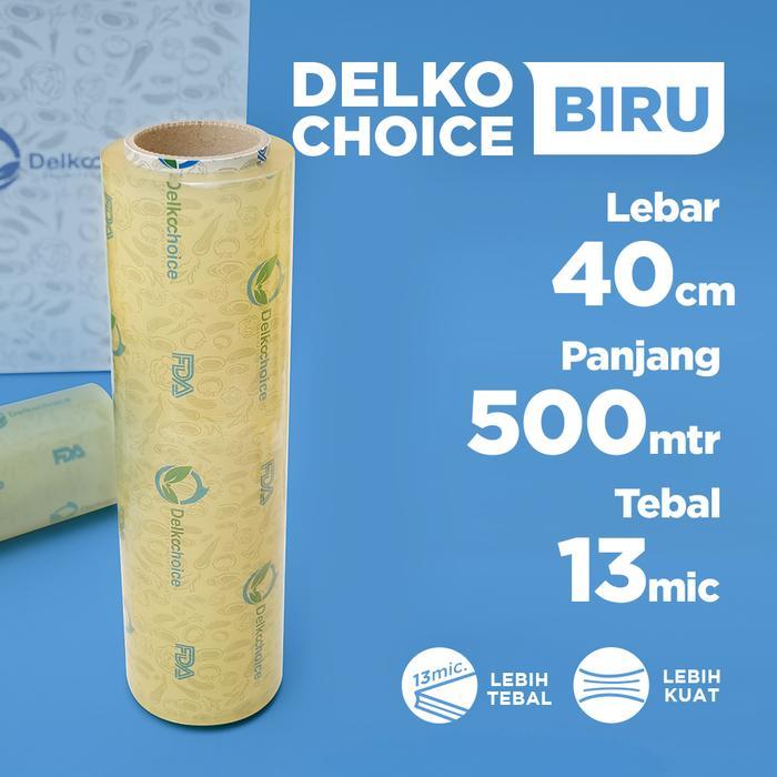 Plastik Wrap Pembungkus Makanan Delkochoice Biru 40cm x 500m