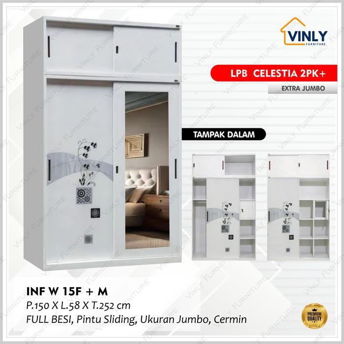LPB CELESTIA. 2PK+ - Lemari Pakaian Besi 2 Pintu Sliding Extra Tinggi VINLY - Melody