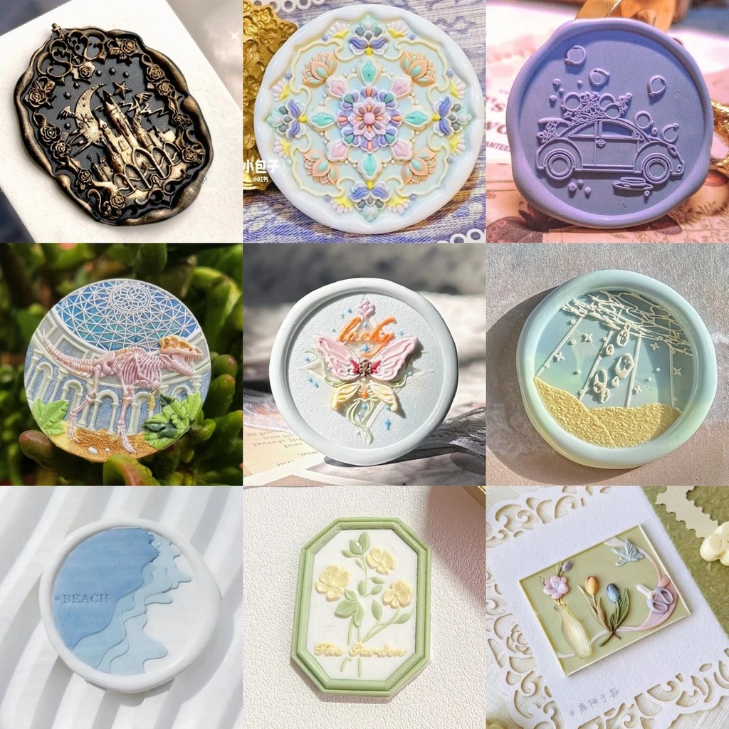 Wax seal City of Tsukimi 3D relief seal head carved brass head handmade DIY hand book envelope seal