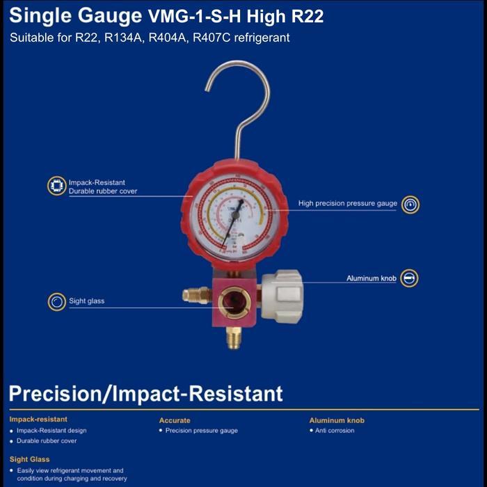 Manifold Single Gauge Value R22 High Vmg-1-S-H Bbh/Bbl ( R 22 / 134A / 404A / 407C )