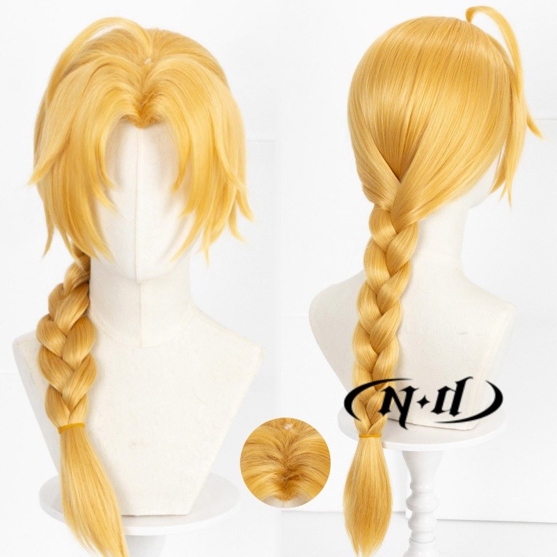 Nd Edward Elric Cosplay Wig Anime Fullmetal Alchemist Cosplay Golden-Blond Hair Wig For Comic-Con