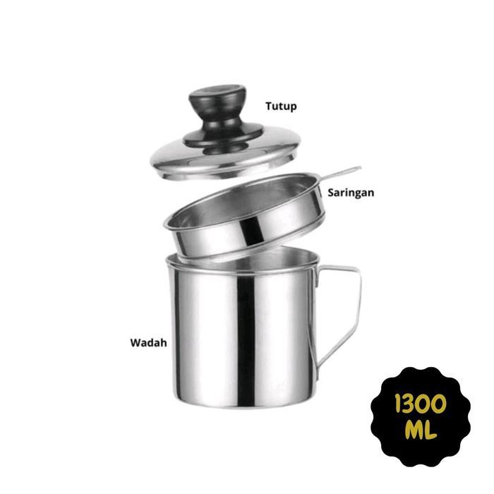 Oil Pot Wadah Saringan Minyak Gelas Saringan Minyak Stainless