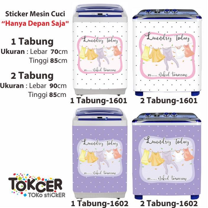 Stiker Mesin Cuci 1 dan 2 Tabung LAUNDRY Today sticker