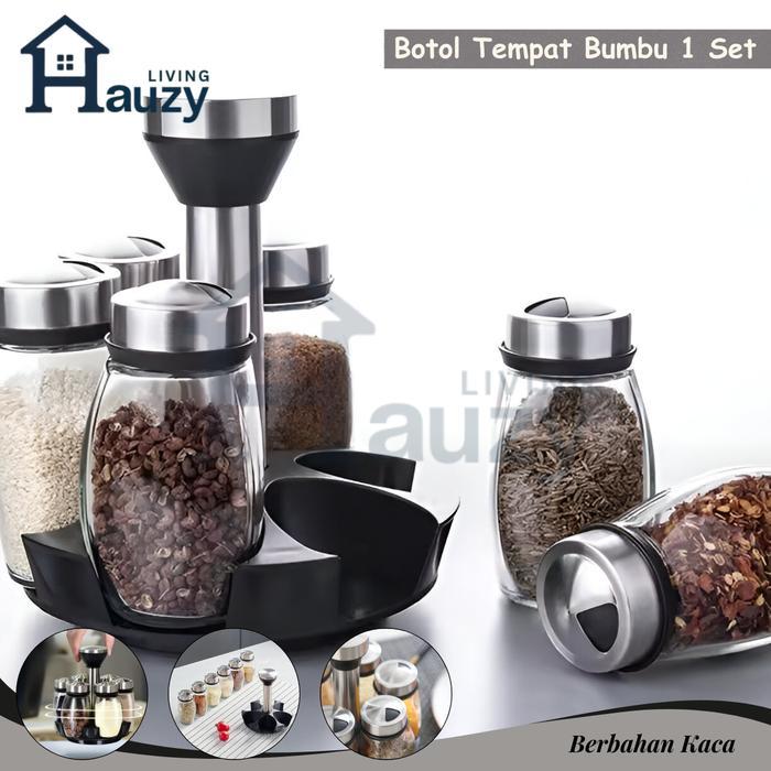 Hauzy - Bumbu Set Tempat Botol Bumbu 6in1 Rak Bumbu Putar Tempat Bumbu Putar Tempat Bumbu Bumbu