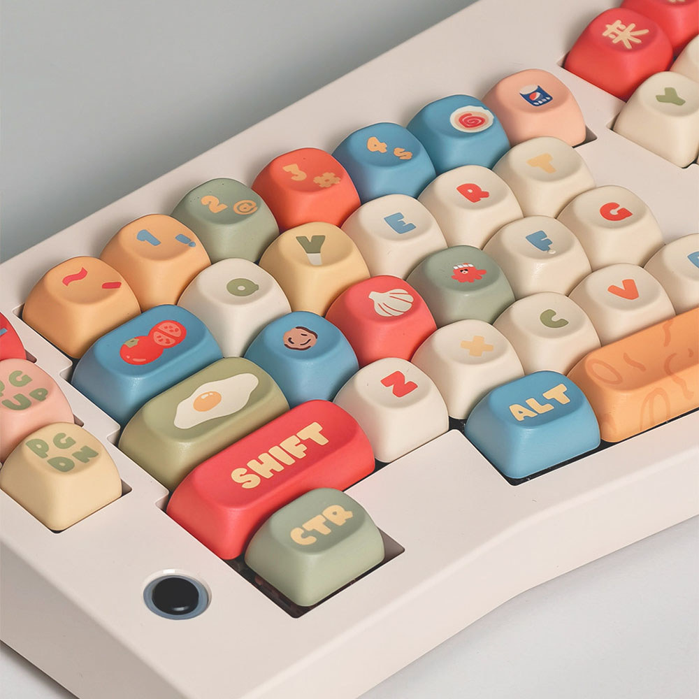 Instant Noodle Theme Keycap MOA Profile Round Cartoon Cute Mechanical Keyboard Caps Five-Sided