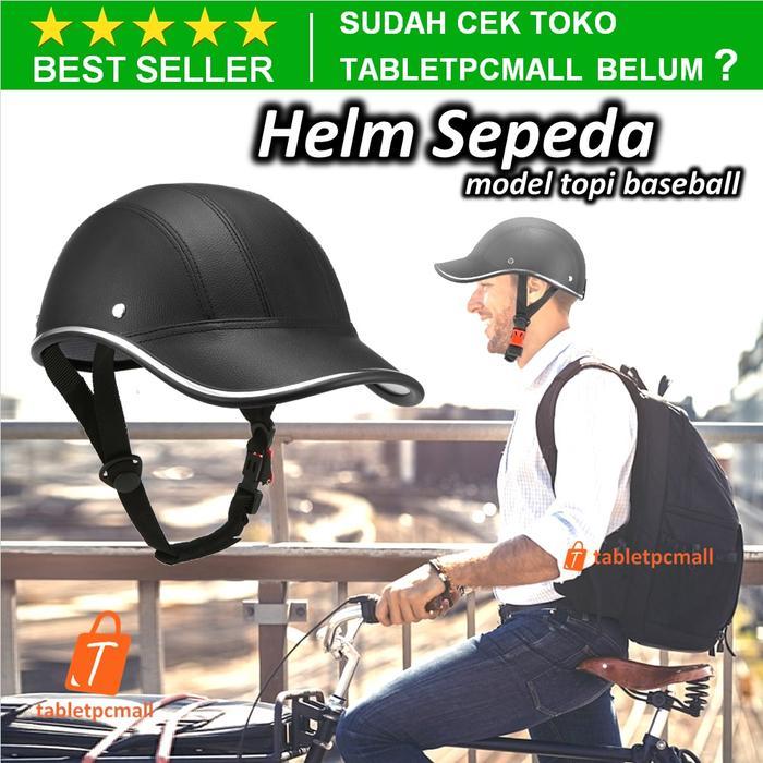 HELM SEPEDA OUTDOOR MODEL TOPI BASEBALL STYLISH BAHAN KULIT SKUTER ELEKTRIK