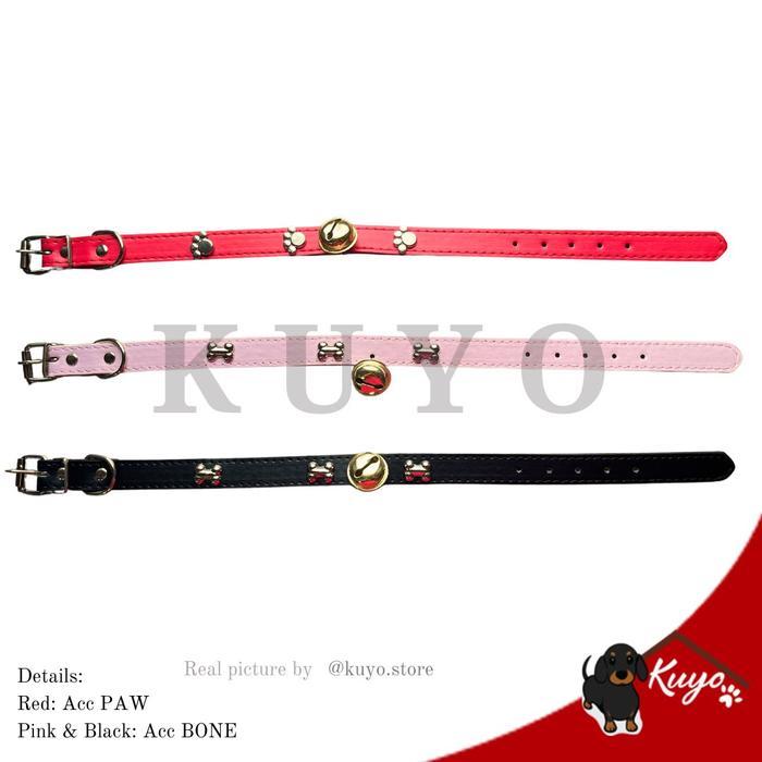 Tali Kalung Lonceng Besar Leher Anjing Kucing Lebar Kulit - Pet Cat Dog Necklace Wide Leash Leather