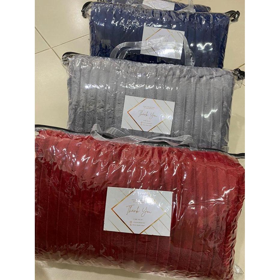 Selimut Salur Polos, Selimut Bulu Dewasa, Selimut 180X200