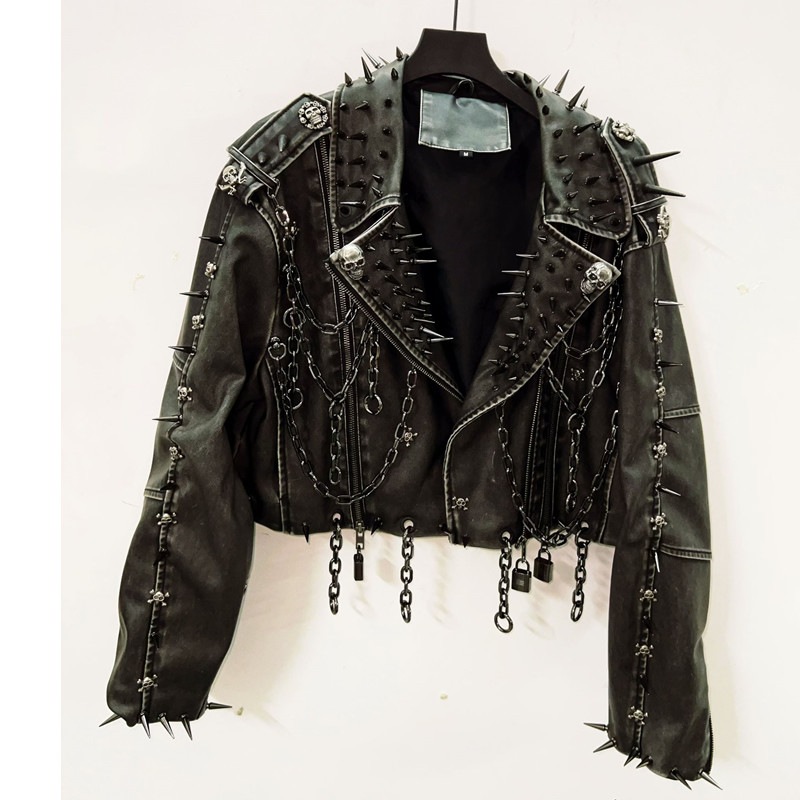 Leather Vintage Jacket Skull Jacket Gothic Leather Vintage Jacket Harajuku Jacket Gothic Clothes Y2K