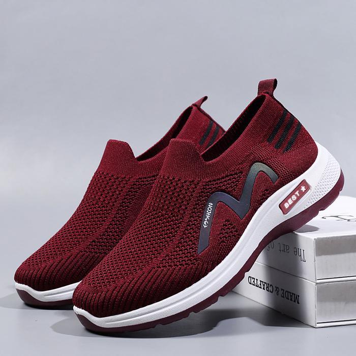 NW048 Sepatu wanita slip On Sepatu Olahraga Bahan Rajut slip hope