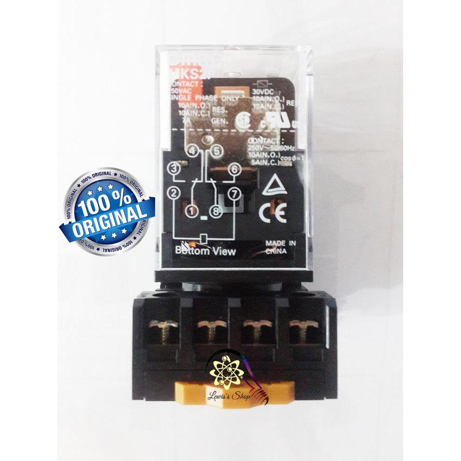 Relay Omron Mks2P 12 Volt + Socket (Original)