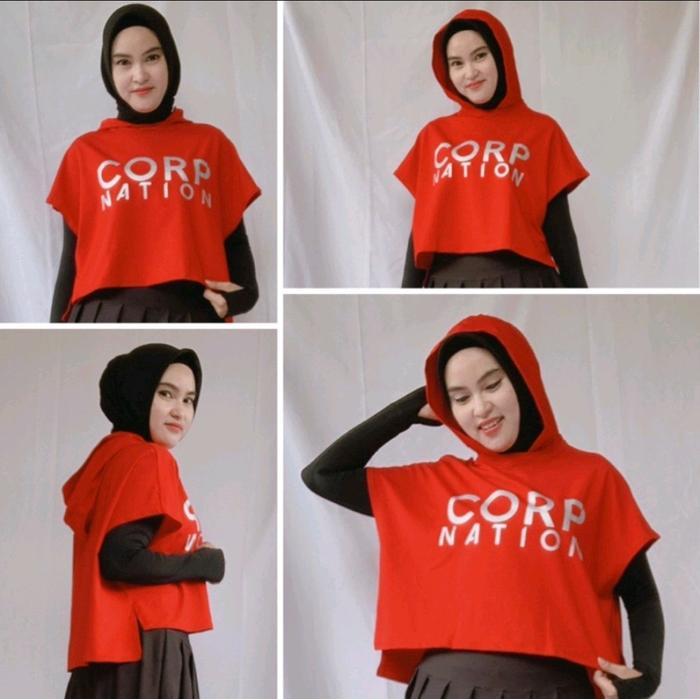 Crop Hoodie Batwing C-Nation Untuk Senam Gym Fitness Zumba Sport
