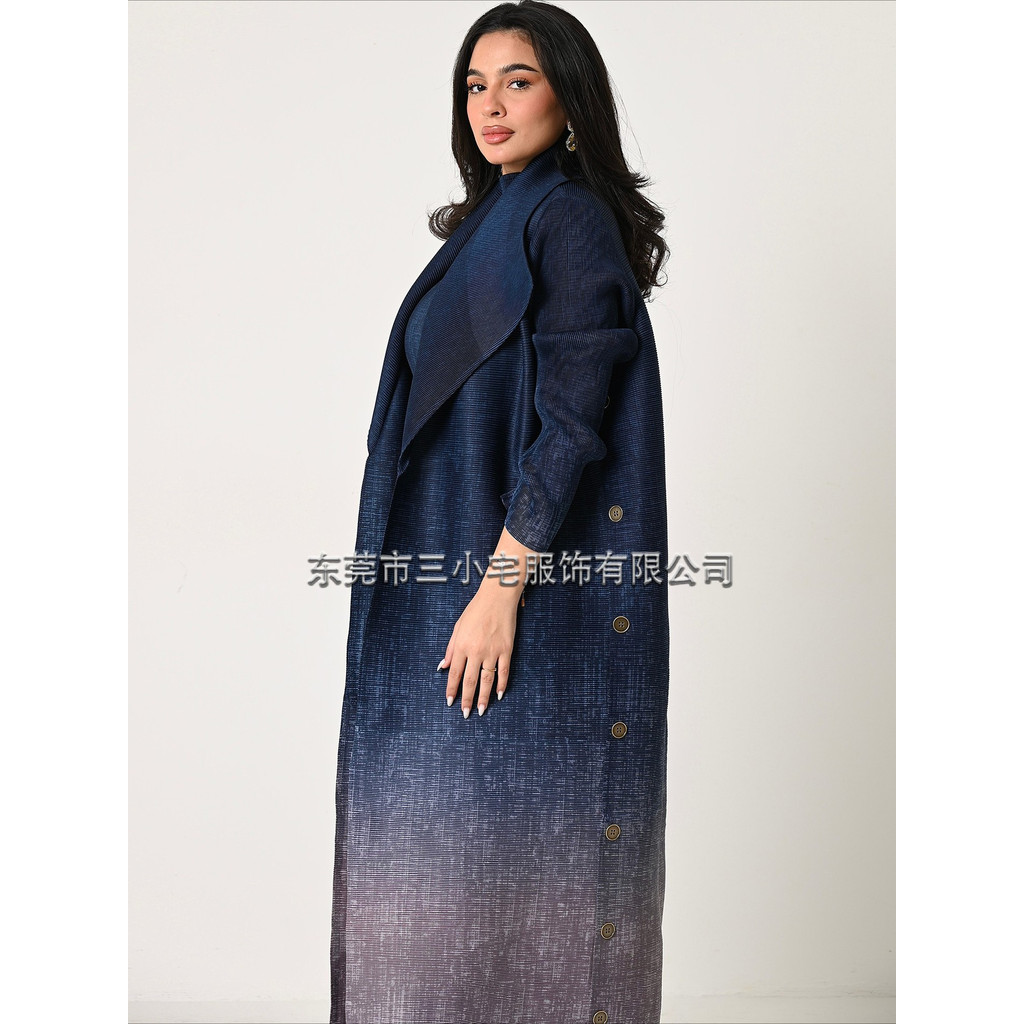 Miyake Side Button Abaya Jacket Staple Button High Quality Women's Fashion Cardigan Pleated Gradient