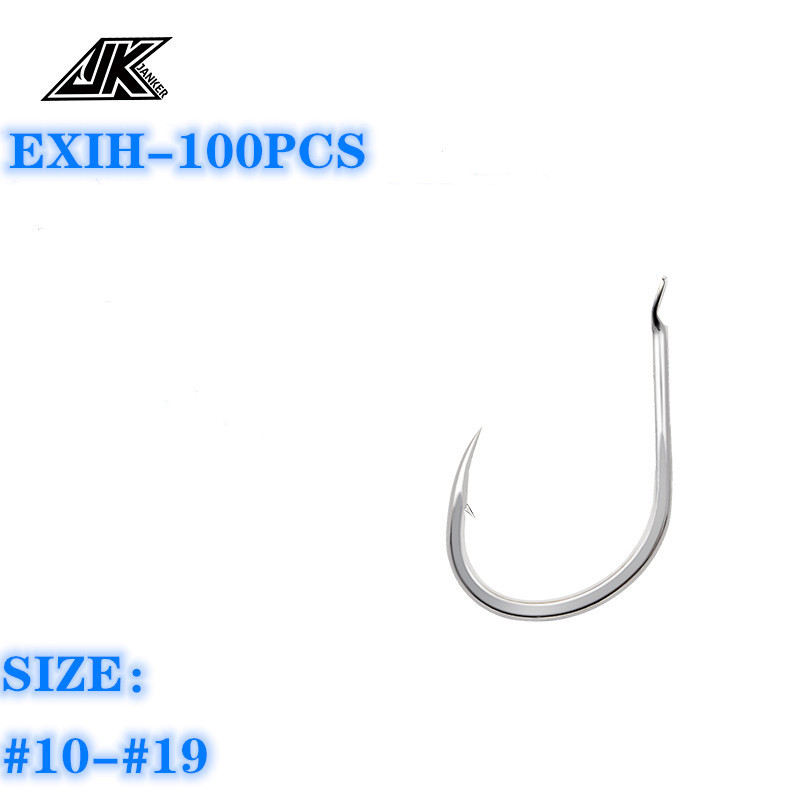 JK EXIH-100PCS Light Fishing Hooks Silver Flat Iseama Hook High carbon steel Fish Hooks Japan Barbed