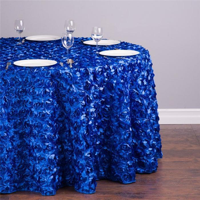 Kain Backdrop Taplak Meja Satin Rosette Decoration Cloth - Navy