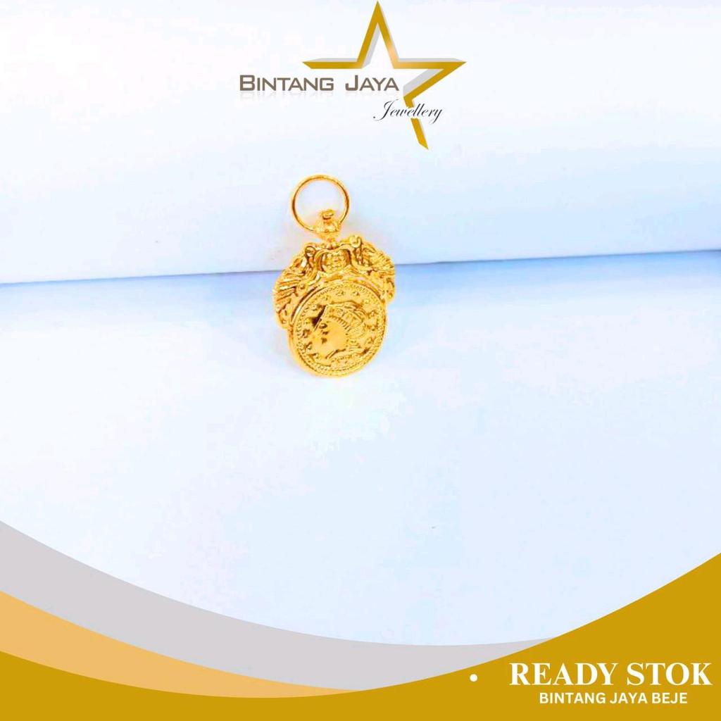 Liontin Emas - Koin Liberty 1820 - Kadar 15K - Berat 0,89gr - Vintage Look Nyata (TMG)